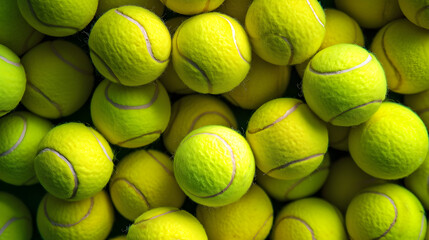 Top view a pile of tennis balls. AI Generated