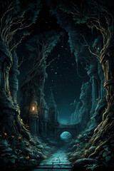 Lothlorien's Neon Mystique: An Eerie Forestscape