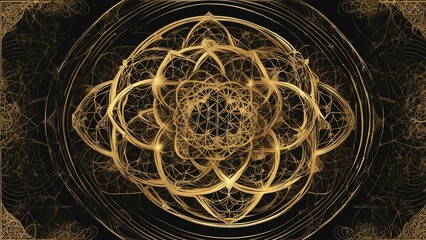 fractal burst arrangement of flowers  Seed of life symbol Sacred Geometry. Geometric mystic mandala of alchemy esoteric Flower of Life.  