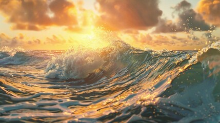 a picture of a small lonely wave in the middle of the sea, award wining photo, soft warm tone palettes, 