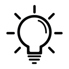 Light Bulb line icon vector, isolated on white background. Idea sign, solution, thinking concept. Lighting Electric lamp. Electricity, shine. Trendy Flat style for graphic design, Web site, UI. EPS 10