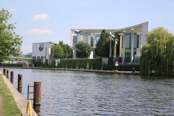 View to Federal Chancellery in Berlin at the Spree, Germany - 739499153