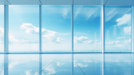 Abstract business interior, view of sky