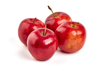 Shiny Red ripe apples, isolated on white background. High resolution image.