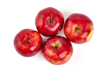 Fototapeta na wymiar Shiny Red ripe apples, isolated on white background. High resolution image.