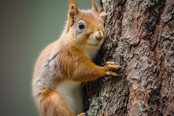 Naklejka na ściany i meble red squirrel on a branch