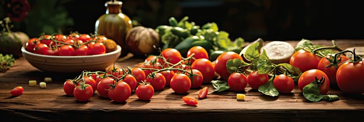 "Garden Goodness: Enjoy the Refreshing Taste of Fresh Tomatoes and Vegetables, a Delicious and Nutritious Feast Straight from the Garden to Your Plate. 