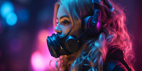 woman with gas mask