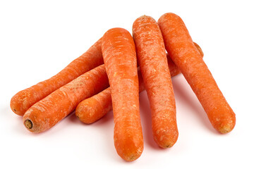 Fresh unpeeled organic carrot, isolated on white background.