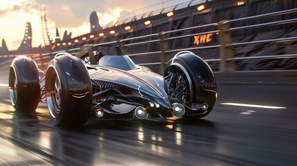 super slick futuristic modern hyper-racer vehicle, presentation design