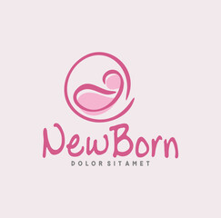 Happy Baby Newborn Toddler Babies Logo Design Vector