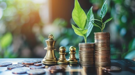 Financial business planning leading to economic success, symbolizing smart company leadership, strategic decision-making, and accounting proficiency driving profit growth.