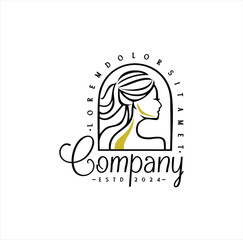 Feminine Beauty Woman Line Art Natural Logo Vector Template