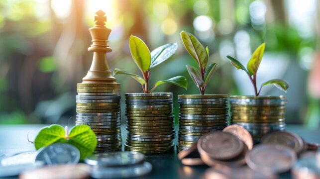 Financial business planning leading to economic success, symbolizing smart company leadership, strategic decision-making, and accounting proficiency driving profit growth.