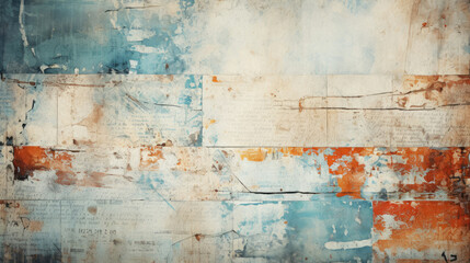 Obraz premium Vintage grunge blue and orange and white collage background