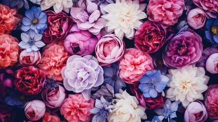 Obraz na płótnie Canvas Gorgeous floral blossom pattern peonies amazing collage photo artistic work. Bloom flowers elegant style background