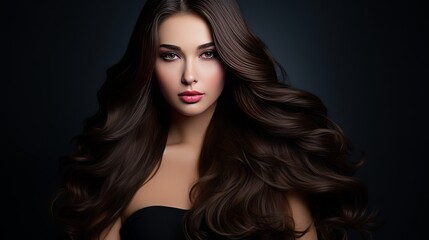 Fototapeta premium Hair. Beautiful Brunette Girl. Healthy Long Hair. Beauty Model Woman. Hairstyle