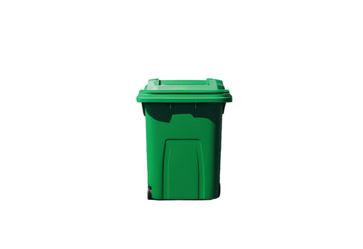 Green recycling bin for home use isolated on transparent background
