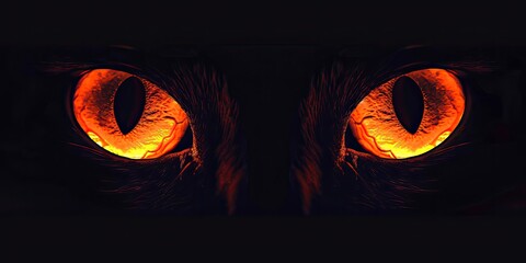 ðŸ”¥âœ¨ Mesmerizing Glow: Orange Cat Eyes in the Dark! ðŸ¾ðŸŒ‘ #GlowInTheDark #CatEyesMagic #VisualArt ðŸ’«ðŸŽ¥ - obrazy, fototapety, plakaty