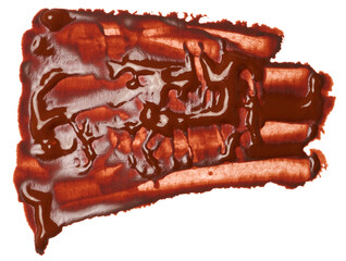 Watercolor brush stroke of brown paint, on a white isolated background