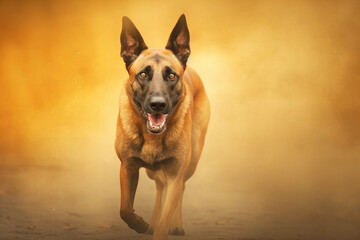 Vibrant Autumn Banner Featuring a Joyful German Shepherd in Mid-Run