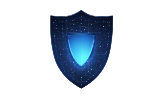 Shield Abstract wireframe illustration on dark blue Protect and Security concept Digital Shield isolated on transparent background