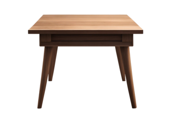 Wooden table side table isolated on transparent background