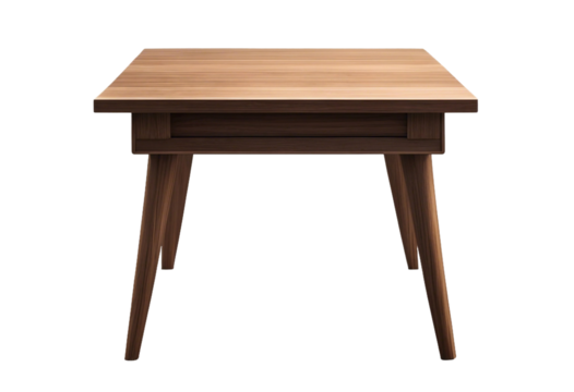 Wooden table side table isolated on transparent background