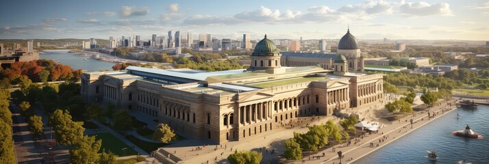 "Bird's Eye View: An Aerial Perspective of the National Gallery, Offering a Majestic Glimpse of its Architectural Grandeur and Cultural Significance 