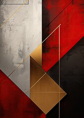 red, silver gold abstract geometric background