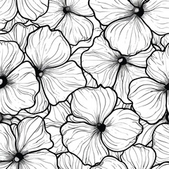 Seamles flower pattern hand drawing thick lines c