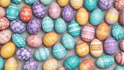 Fototapeta na wymiar Arrangement of colorful Easter Egg Mosaic