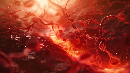 Microscopic Red Cell Movement - A microscopic view of red blood cells, highlighting the wonders of the human body and medical science