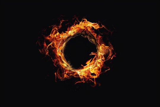 Realistic fire Stock Image In Black Background
