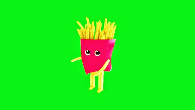 Fries 3D dance Green screen video