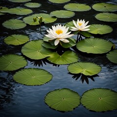 water lily in the pond full of water wallpaper