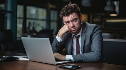 Portrait of exhausted businessman because overworked
