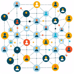 Networking representado por ilustraciones de personas conectadas por lineas 

