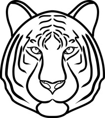 Tiger head outline illustration isolated on white background