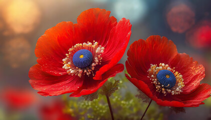 Zawilce, czerwone kwiaty