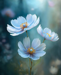 Piękne pastelowe niebieskie letnie kwiaty
