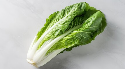 Top view asian cabbage bok choy on marble table close up - obrazy, fototapety, plakaty