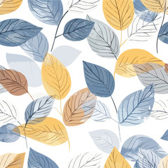 Seamless leaf background soft coloured pattern in