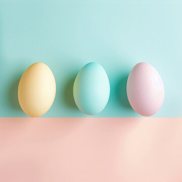 Pastel Easter concept of painted eggs, family holiday tradition. Spring aesthetics.