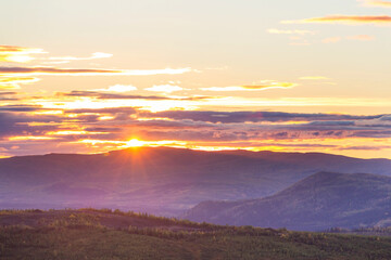 Mountains on sunset