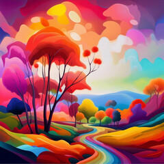 colorful natural landscape illustration background