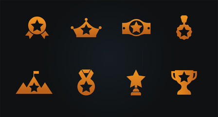 Set of golden star icons for internet ad business and education logotypes