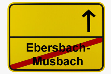 Obraz premium Illustration eines Ortsausgangsschildes von Ebersbach-Musbach in Baden-Württemberg 