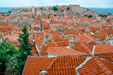 Dubrovnik old town, Croatia. Aerial view over the rooftops.