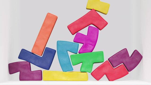 Bad strategy and decision making, colorful puzzle pieces fall from top in wrong order causing failure. Concept of logical thinking.